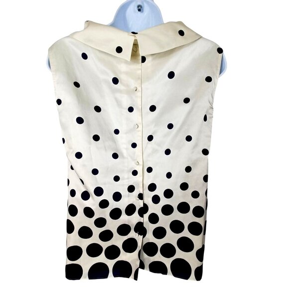 Talbots Chic Holiday Ivory/black Polka Dot Cowl Neck Silky Women Lg Y2K Vtg - Picture 4 of 12